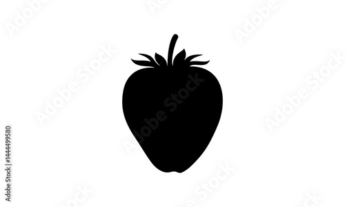 Strawberry logo icon silhouette isolated on white background vector illustration