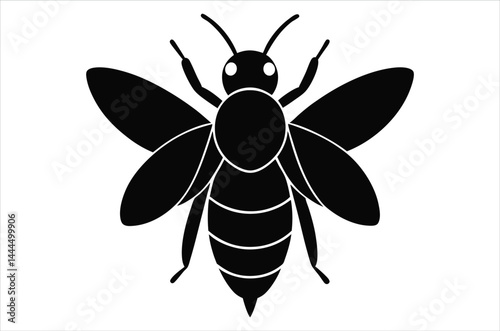 Bee Vector Art illustration. Bee Silhouette. Colorful bee icon. Black and white Bees. Cartoon bee icon set. flying on a dotted route isolated on the white  background