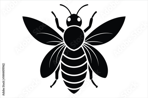 Bee Vector Art illustration. Bee Silhouette. Colorful bee icon. Black and white Bees. Cartoon bee icon set. flying on a dotted route isolated on the white  background