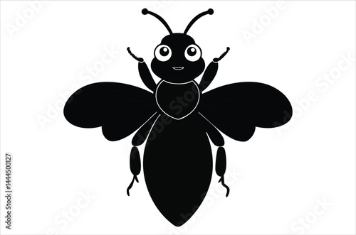 Bee Vector Art illustration. Bee Silhouette. Colorful bee icon. Black and white Bees. Cartoon bee icon set. flying on a dotted route isolated on the white  background