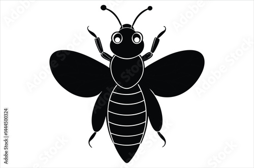 Bee Vector Art illustration. Bee Silhouette. Colorful bee icon. Black and white Bees. Cartoon bee icon set. flying on a dotted route isolated on the white  background