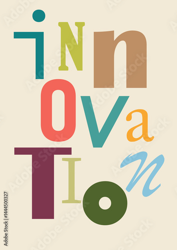 Colorful letters spelling innovation, representing creativity and new ideas
