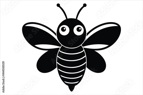 Bee Vector Art illustration. Bee Silhouette. Colorful bee icon. Black and white Bees. Cartoon bee icon set. flying on a dotted route isolated on the white  background
