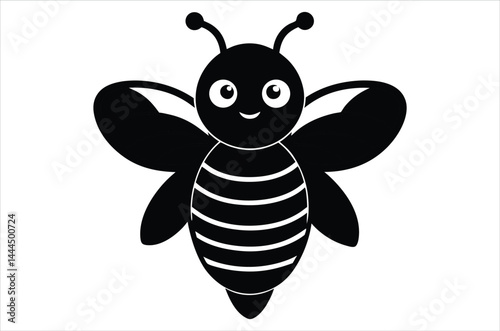 Bee Vector Art illustration. Bee Silhouette. Colorful bee icon. Black and white Bees. Cartoon bee icon set. flying on a dotted route isolated on the white  background