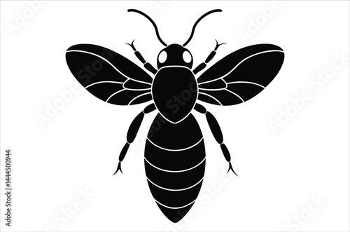 Bee Vector Art illustration. Bee Silhouette. Colorful bee icon. Black and white Bees. Cartoon bee icon set. flying on a dotted route isolated on the white  background