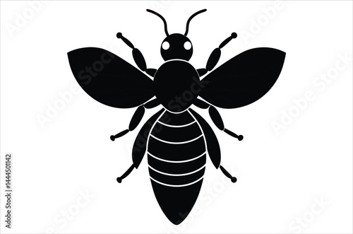 Bee Vector Art illustration. Bee Silhouette. Colorful bee icon. Black and white Bees. Cartoon bee icon set. flying on a dotted route isolated on the white  background