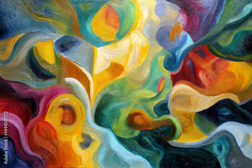 Abstract colorful image with bright swirls of paint