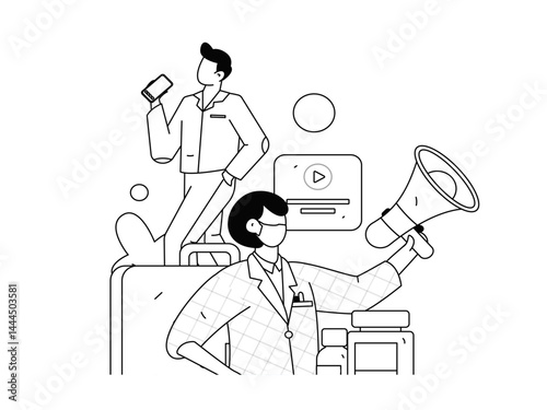 Notification announcement vector creative flat hand drawn illustration
