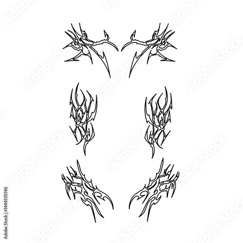 Neo tribal y2k tattoo celtic gothic body vector image
