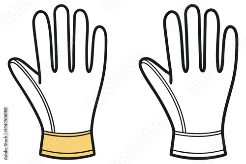 Two white contour gloves present a simple, clean look with varying cuff colors
