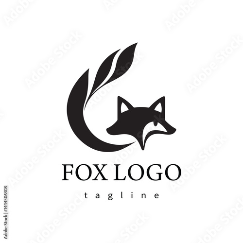 Fox logo design icon silhouette style minimal vector art illustration on a white background.

