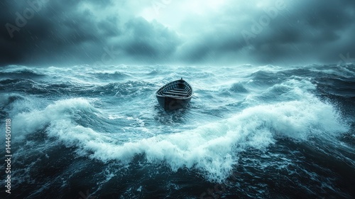 Small boat in a stormy sea
