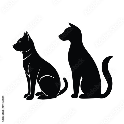 Simple silhouette art of pets silhouette vector illustration