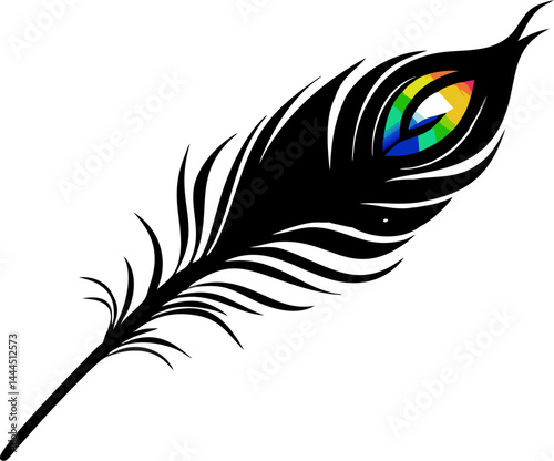 black and white peacock feather