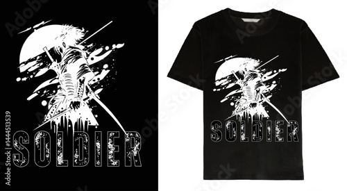 Futuristic illustration of soldier vector t shirt design, vector graphic, typographic poster or tshirts street wear and Urban style