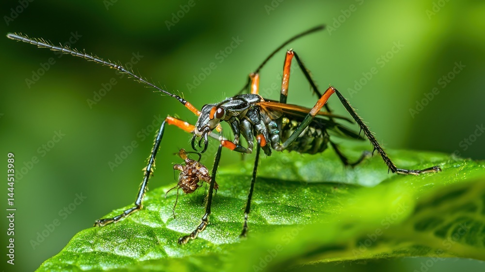 Naklejka premium Assassin bug hunting its prey