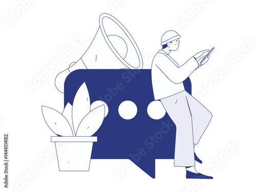 Notification announcement vector creative flat hand drawn illustration
