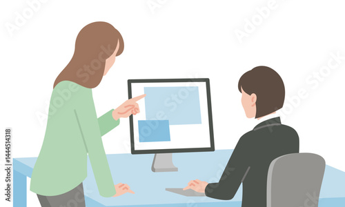 仕事の説明を受ける女性