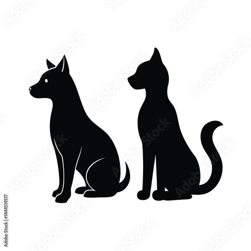 Cat and Dog Silhouette Vector Illustration for Pet Designs