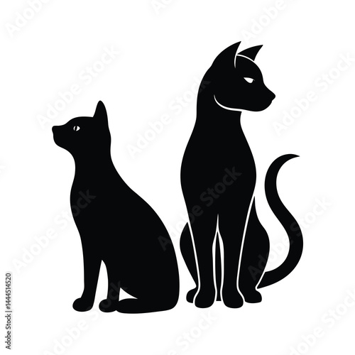 Pet Lovers Silhouette Vector Illustration of Cat and Dog