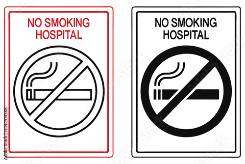 Two signs stating no smoking at the hospital are seen clearly here