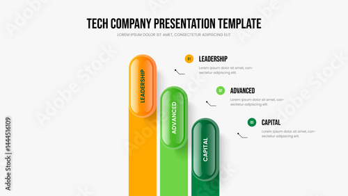 Visual Innovation Three Step Diagram Frame Template. Enterprise Growth Slide Design Vector Illustration. Modern Briefing 3 Element Infographic Slideshow Layout.