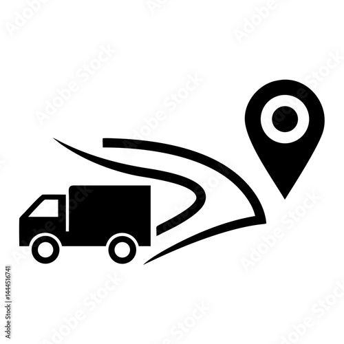 Minimalist Transport and Courier Service Logo with Road and Arrow Motif in Orange and Black, Vector Design on Transparent Background