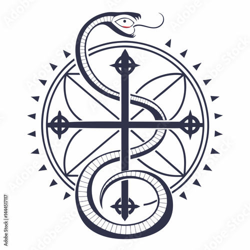Leviathan Cross Vector Symbol with Occult and Alchemy Design