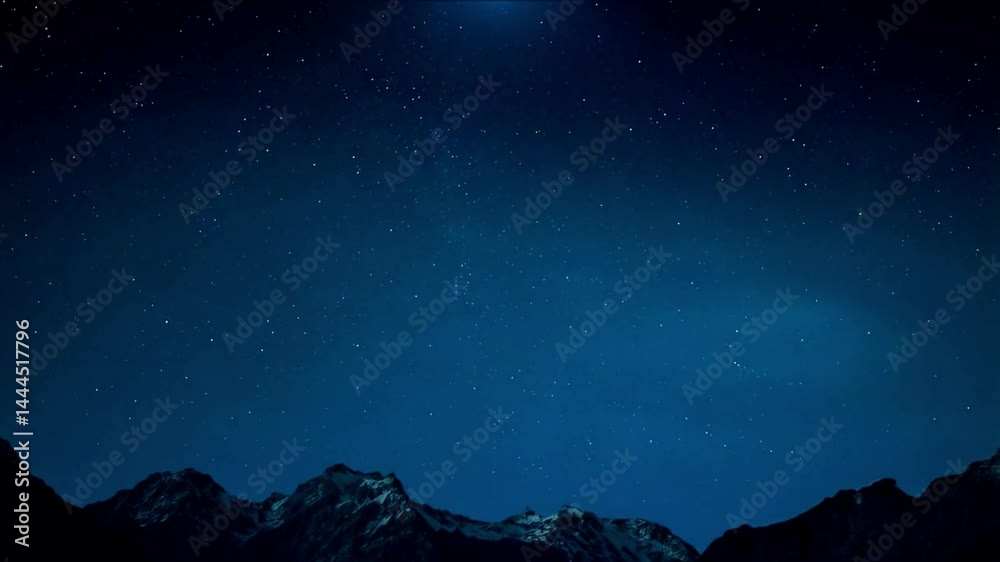 High resolution nighttime mountain landscape with star trails and Milky Way