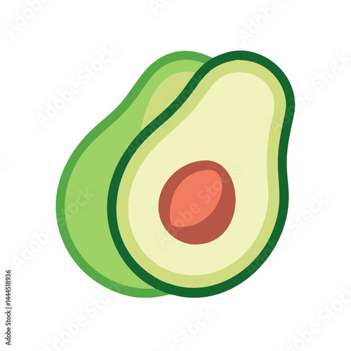  Avocado Half with Seed Illustration