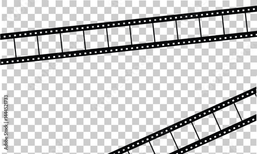  Cinema film strips reel templates. retro film strip frame element isolated on transparent background. video or movie film vintage analog cinema, photograph camera. abstract vector illustration