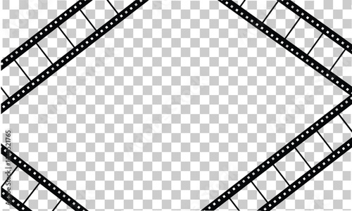  Cinema film strips reel templates. retro film strip frame element isolated on transparent background. video or movie film vintage analog cinema, photograph camera. abstract vector illustration