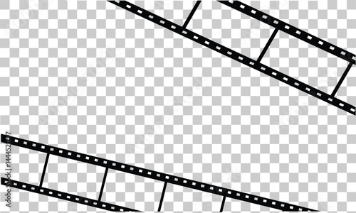  Cinema film strips reel templates. retro film strip frame element isolated on transparent background. video or movie film vintage analog cinema, photograph camera. abstract vector illustration