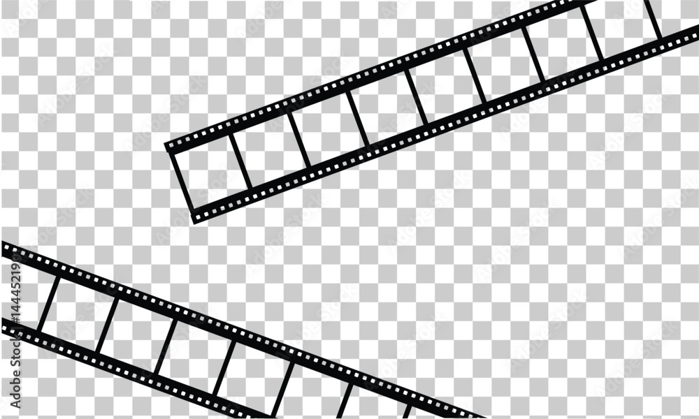 Fototapeta premium Cinema film strips reel templates. retro film strip frame element isolated on transparent background. video or movie film vintage analog cinema, photograph camera. abstract vector illustration