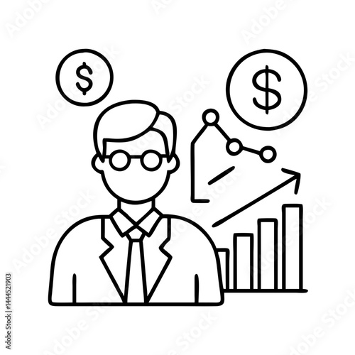 financial analyst icon, financial analyst line art - simple line art of financial analyst, perfect for financial analyst logos and icons