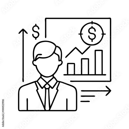 financial analyst icon, financial analyst line art - simple line art of financial analyst, perfect for financial analyst logos and icons
