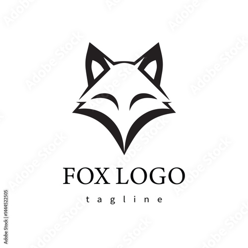 Fox logo design icon silhouette style minimal vector art illustration on a white background.
