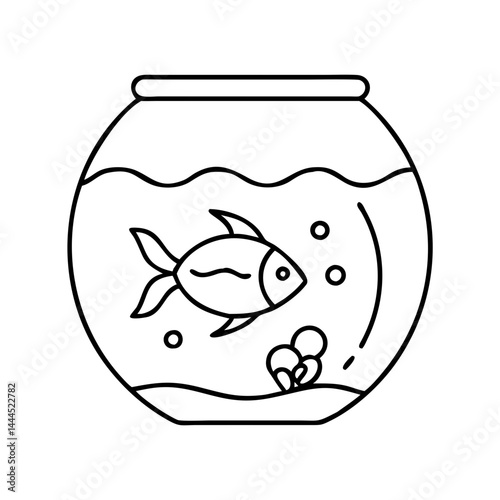 fish bowl icon, fish bowl line art - simple line art of fish bowl, perfect for fish bowl logos and icons