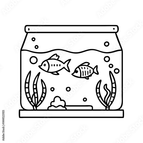 fish tank icon, fish tank line art - simple line art of fish tank, perfect for fish tank logos and icons