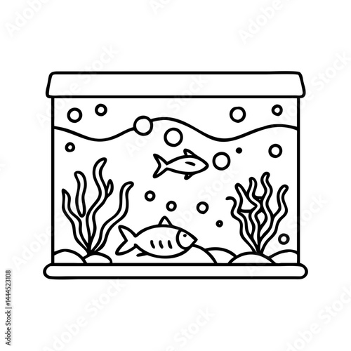 fish tank icon, fish tank line art - simple line art of fish tank, perfect for fish tank logos and icons