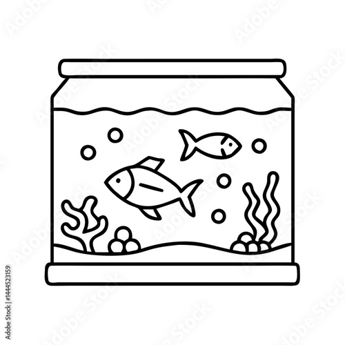fish tank icon, fish tank line art - simple line art of fish tank, perfect for fish tank logos and icons