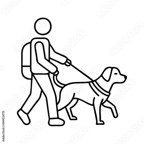 guide dog icon, guide dog line art - simple line art of guide dog, perfect for guide dog logos and icons