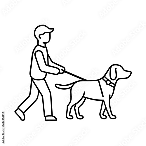 guide dog icon, guide dog line art - simple line art of guide dog, perfect for guide dog logos and icons