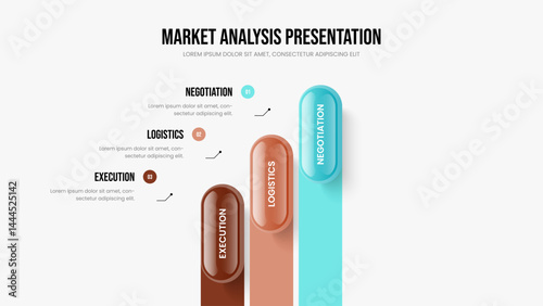 Digital Showcase 3 Option Infographic Slide Template. Professional Proposal Slideshow Layout Vector Illustration. Company Analysis Three Element Diagram Presentation Design.