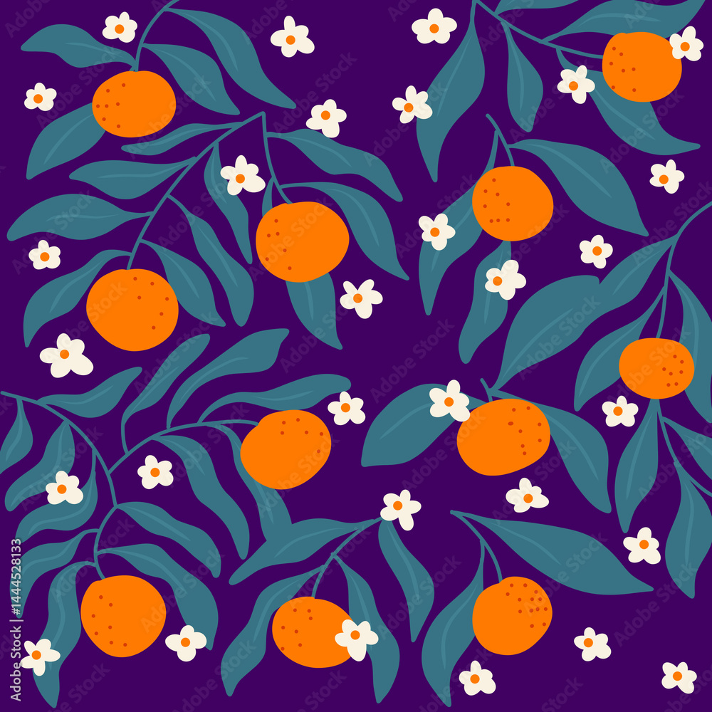 seamless oranges tangerine with white flower and green leaves illustration for wallpaper background or wrapping seamless oranges tangerine with white flower and green leaves illustration for wallpaper background or wrapping