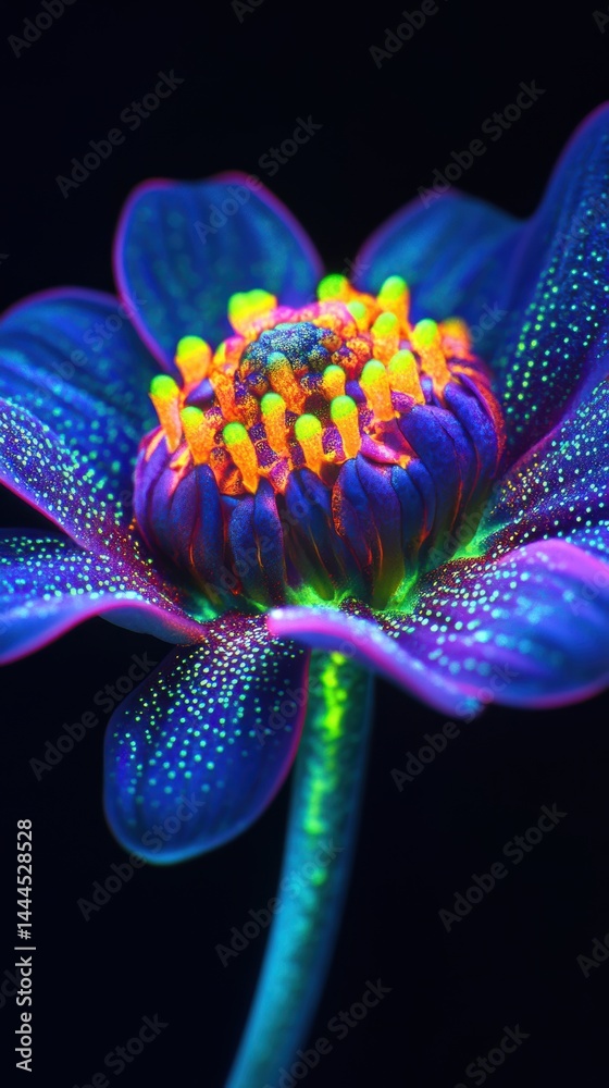 Vibrant Fluorescent Flower Macro Photography Neon Bloom Closeup