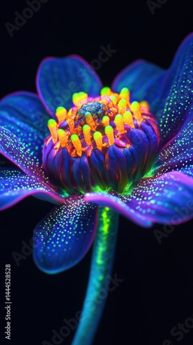 Obraz na płótnie Vibrant Fluorescent Flower Macro Photography Neon Bloom Closeup w salonie