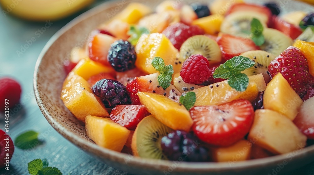 Close up of fruit salad in a bowl