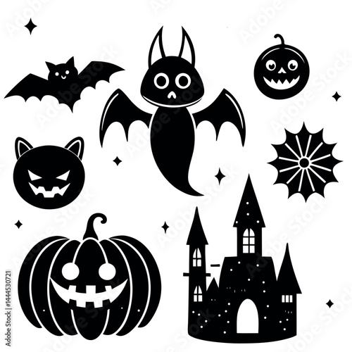    Cute Halloween elements vector illustration.
