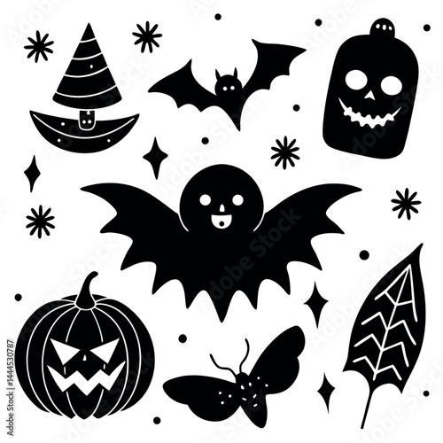    Cute Halloween elements vector illustration.
